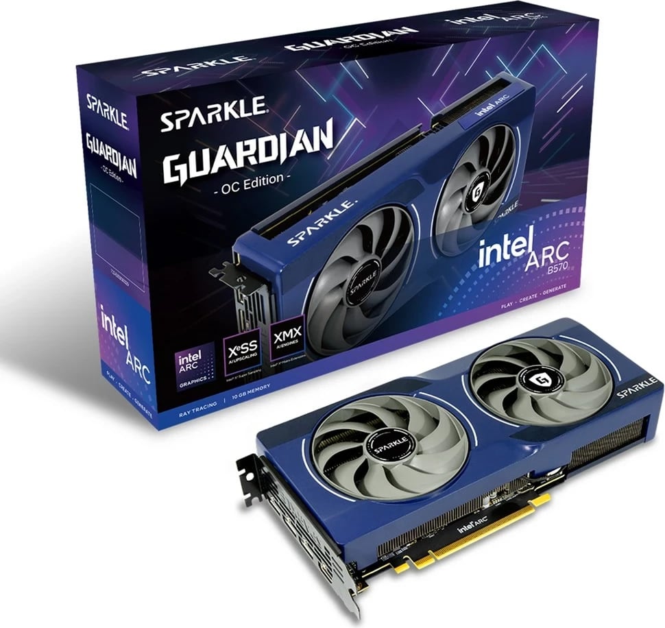Kartelë grafike SPARKLE Intel Arc B570 GUARDIAN OC, 10 GB GDDR6, Kaltër
