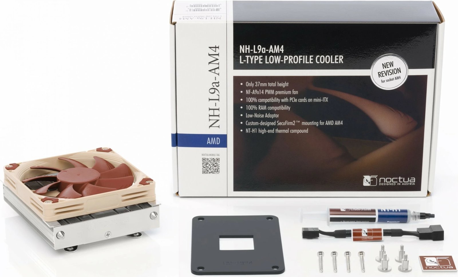 Ftohës procesori Noctua NH-L9a-AM4, 9.2cm, për AMD, Socket AM4, i ulët, PWM, bezhë/kafe