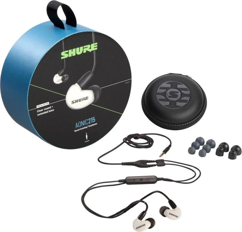 Kufje Shure AONIC 215, kabllo 3.5mm, bardhë