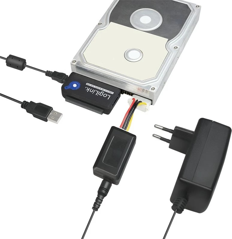 Adapter LogiLink AU0006C, USB Type-A, IDE/ATA, SATA, 1.2 m, e zezë