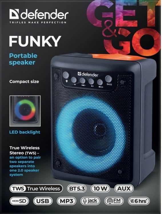 Altoparlant Bluetooth Defender Funky 10W, i zi