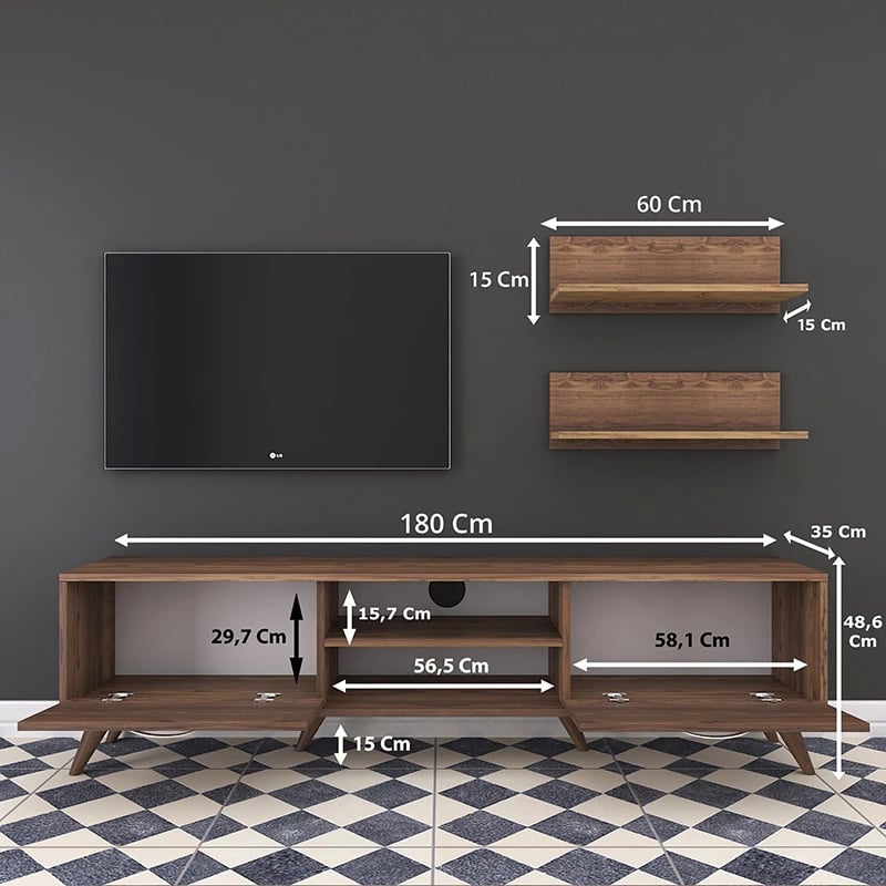 Njësi TV Jasmine, ngjyrë arre, 80x35x48.5cm