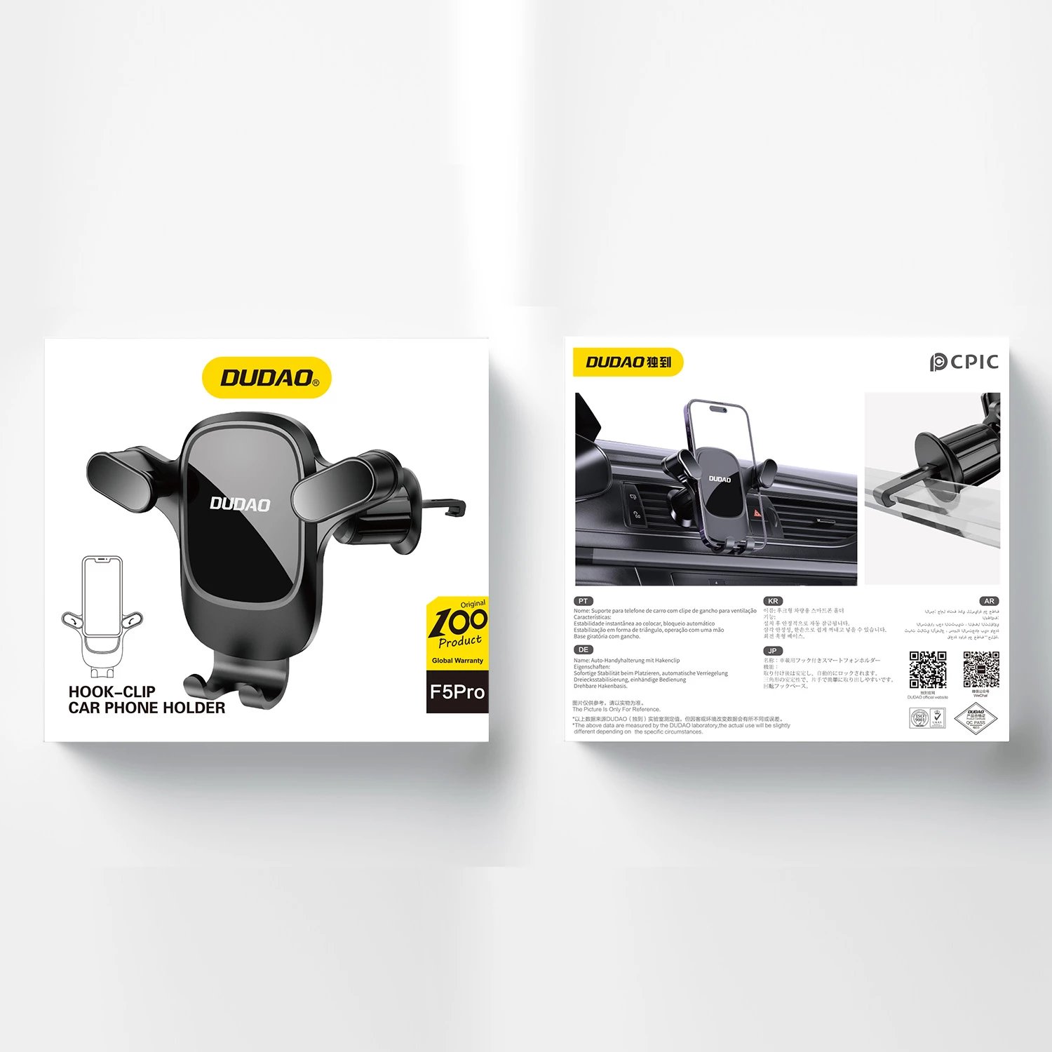 Mbështjellës telefoni për veturë Dudao F5Pro, për grilë ajrimi, i zi