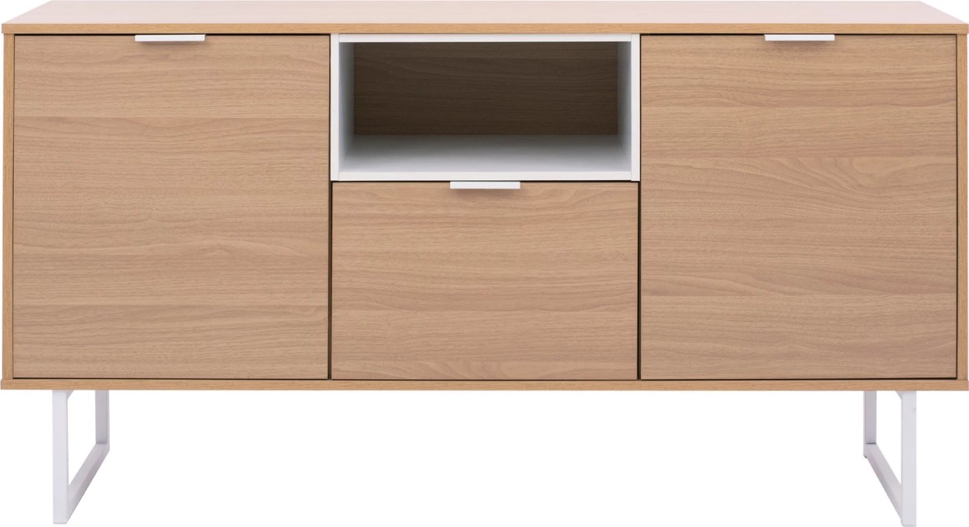 Bufe Antheia, ngjyrë natyrale, këmbë metali të bardha, 140x40x75.5 cm, FH8654