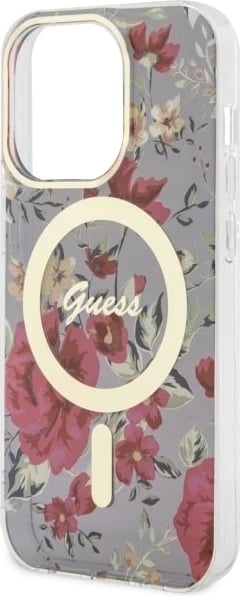 Mbështjellës Guess GUHMP14LHCFWSA për iPhone 14 Pro 6.1", Flower MagSafe, Gjelbër