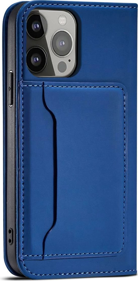 Mbështjellës Hurtel Magnet Card Case për iPhone 13, me portofol dhe mbajtëse, kaltër