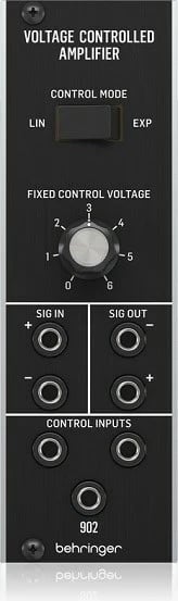 Modul Behringer 902 VOLTAGE CONTROLLED AMP, për sintezator modular, i zi