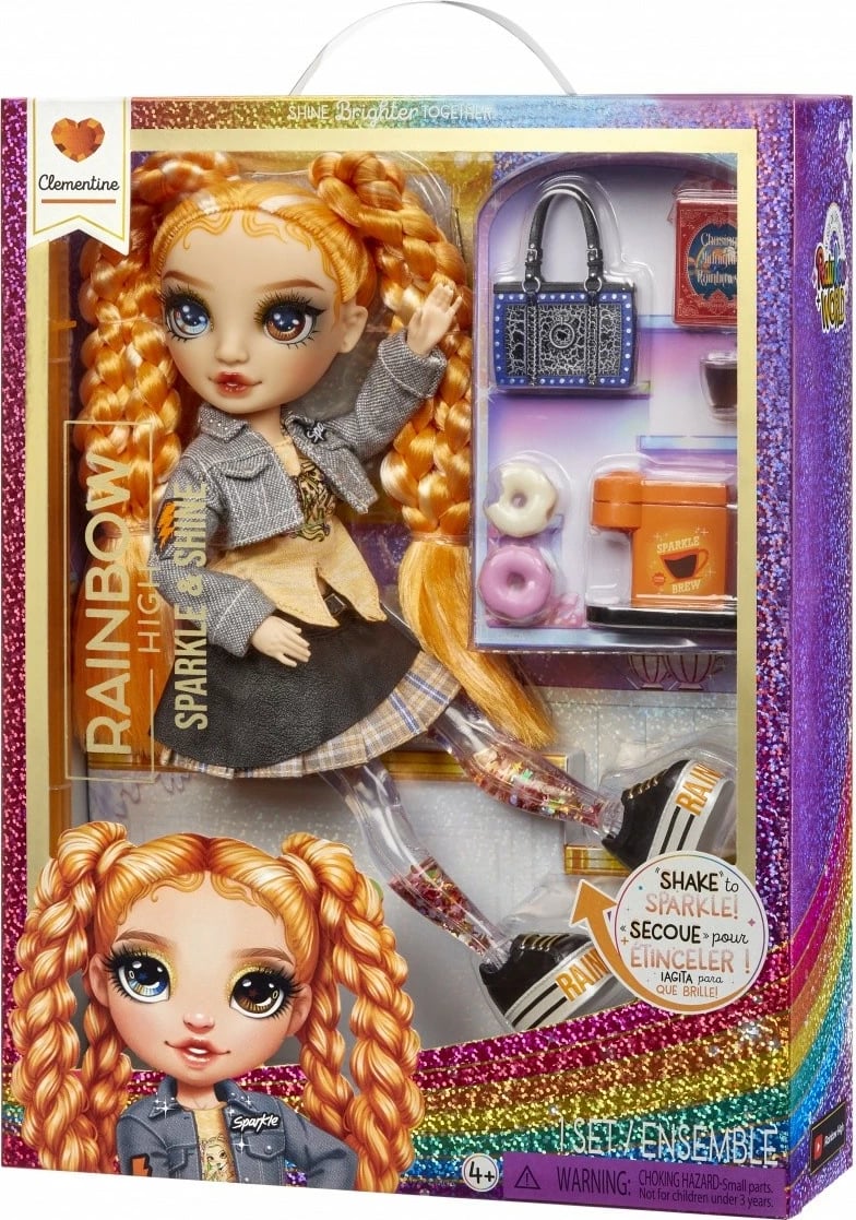 Kukull Rainbow High Sparkle & Shine Clementine, MGA, 11 inç, me aksesorë, portokalli