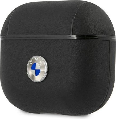 Mbështjellës BMW për AirPods 3, lëkurë natyrale, i zi