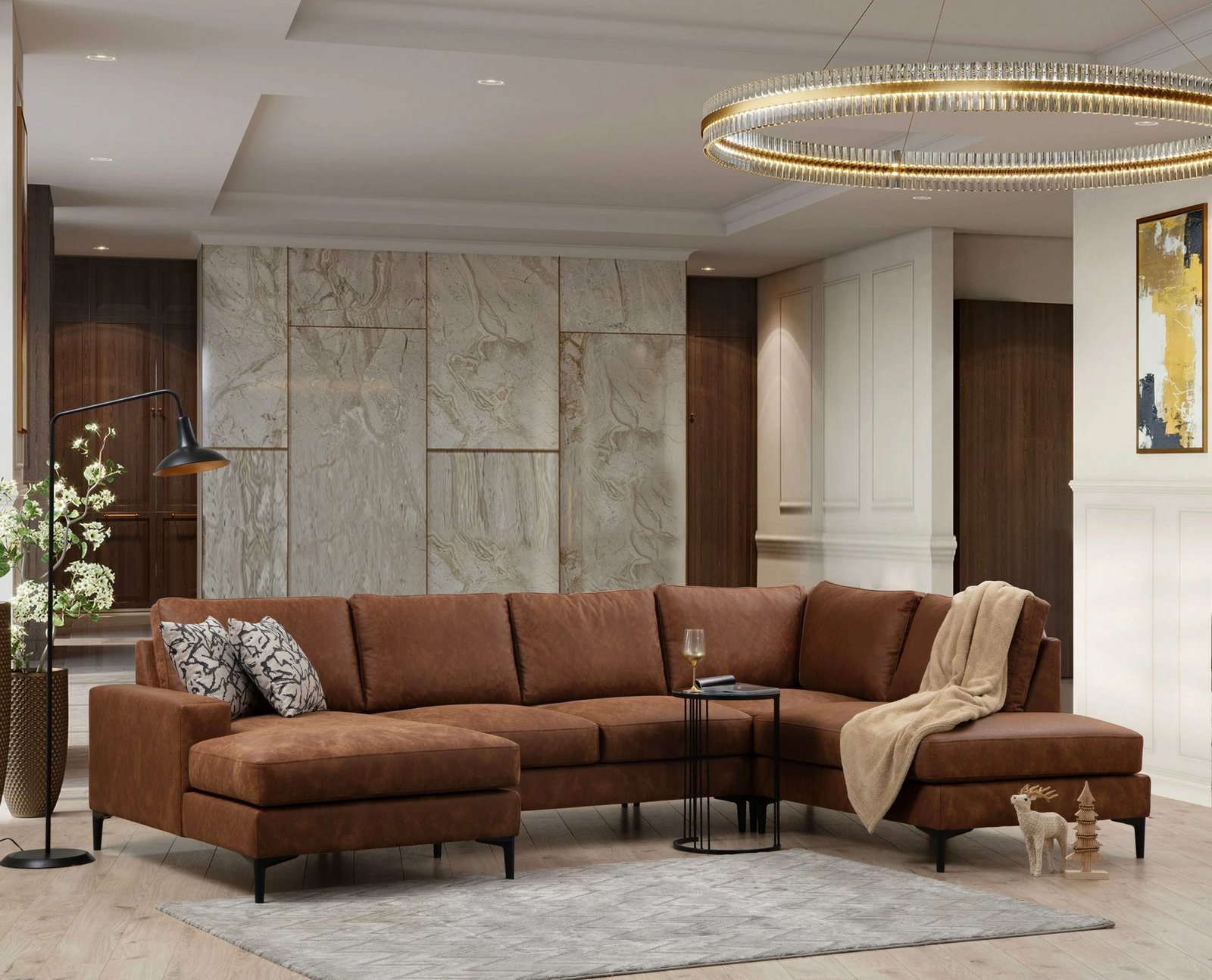 Kënd-sofë Porto, ngjyrë deve, Atelier del Sofa, CHL-02-C-EOT