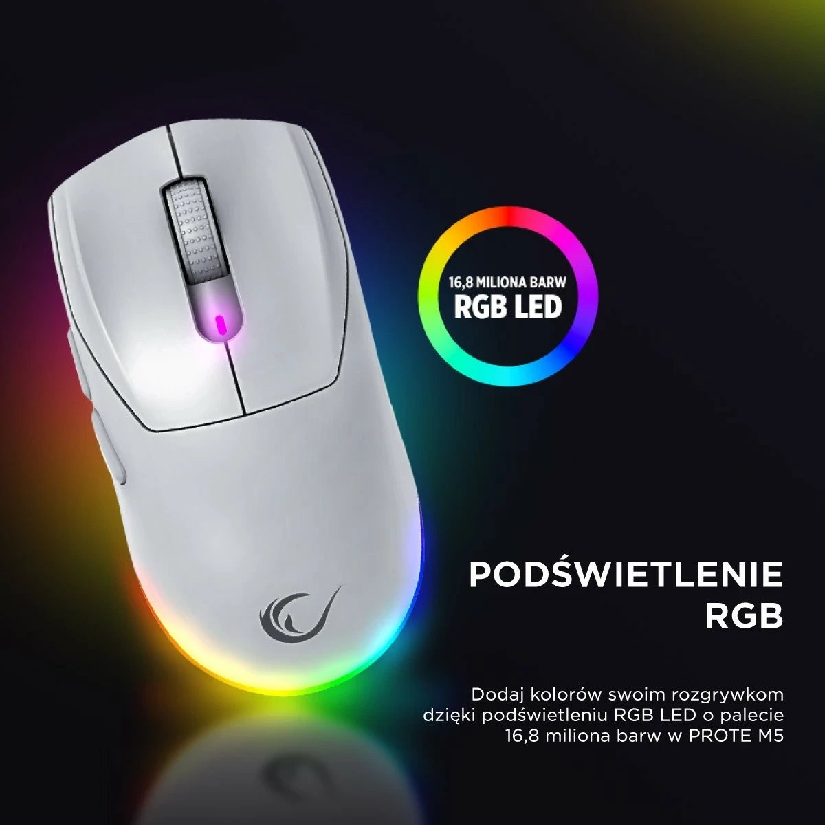 Maus Rampage Prote M5, 24000 DPI, RGB LED, wireless/wired, bardhë