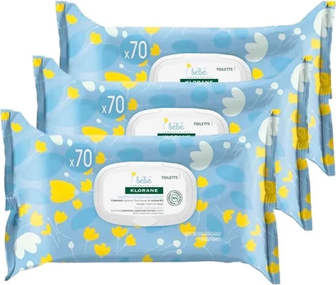 Letra të lagura për bebe Klorane Gentle Cleansing Wipes Calendula 3x70 copë