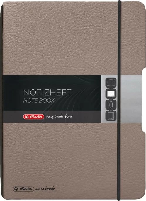 Fletore herlitz Notizheft flex A6, 40 faqe, lëkurë sintetike, taupe