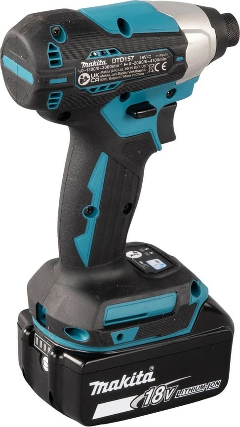 Çelës goditës Makita DTD157Z, brushless, 18V, 1/4", 3000 RPM, zi/gjelbër