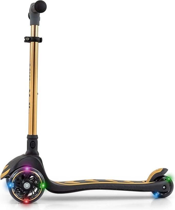 Trotinetë, Milly Mally, Boogie, 3 rrota, lartësi e rregullueshme, rrota me drita LED, deri 50 kg, e artë