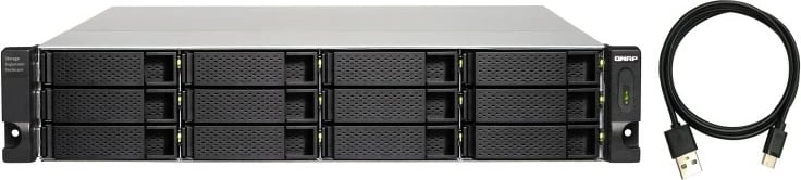 Kasë QNAP TL-R1200C-RP 12-bay, rackmount 2U, USB-C 3.2 Gen2, e zezë/gri