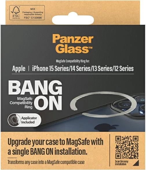 Unazë MagSafe PanzerGlass Bang ON për iPhone 12/13/14/15, argjendtë