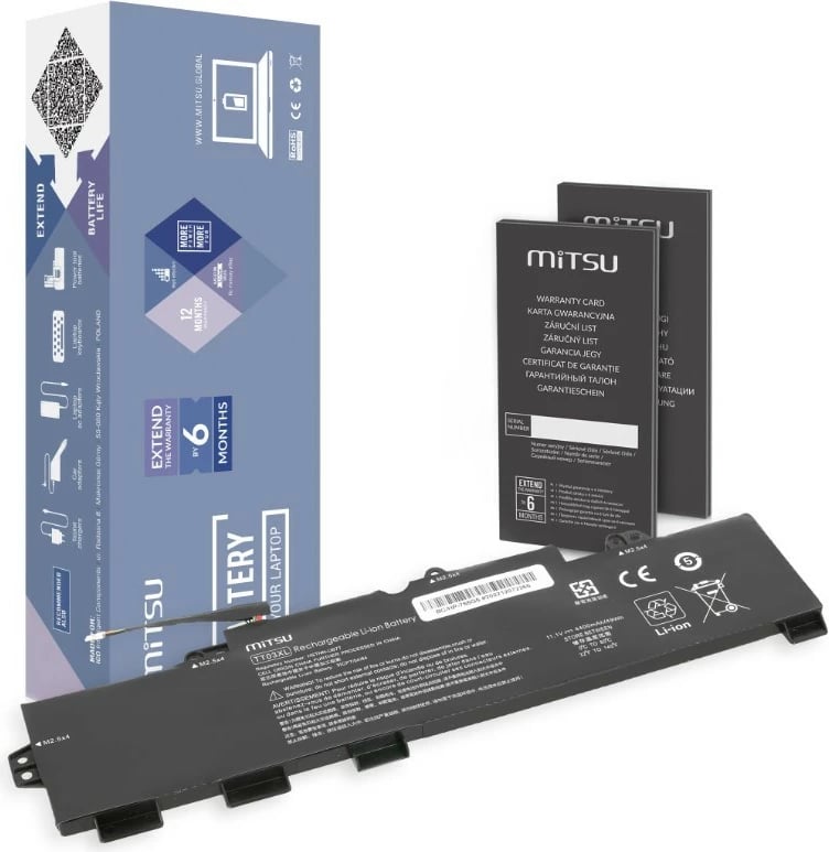 Bateri laptopi Mitsu BC/HP-755G5, për HP EliteBook 755 G5/850 G5/850 G6, ZBook 15U G5/G6, 4400mAh, e zezë