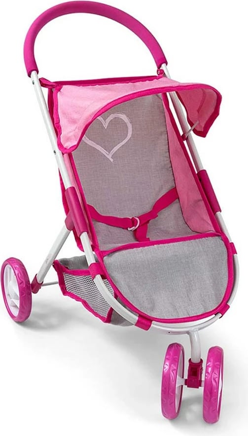 Karrocë golf për kukulla, Milly Mally, Susie Prestige, për kukulla deri 50 cm, tre rrota, mbulesë poliestër e larshme, rozë
