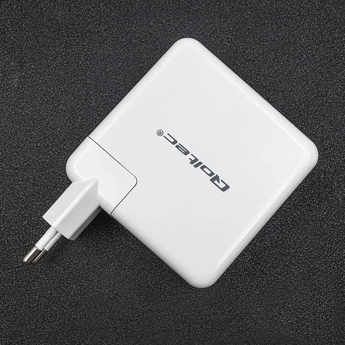 Karikues Qoltec GaN FAST 108W, USB C, Bardhë