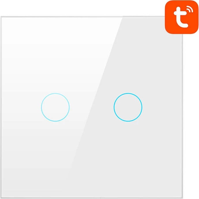 Switch smart Avatto TS02-EU-W2 me WiFi, 2 butona, i bardhë