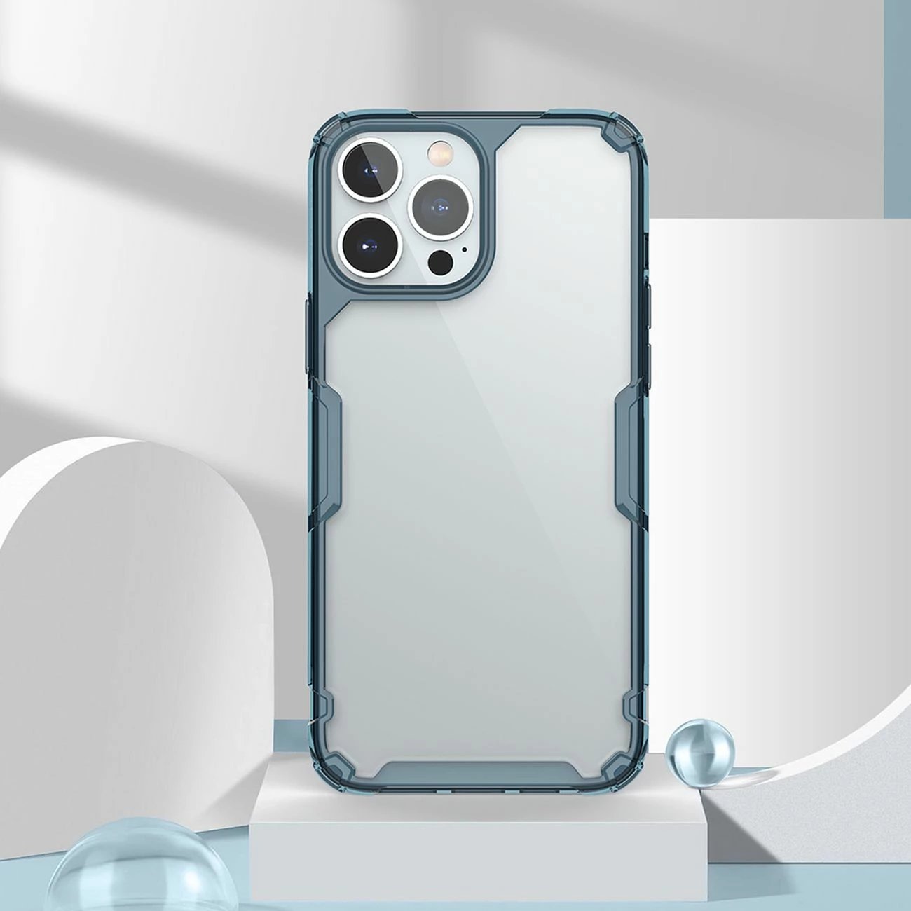 Mbështjellës Nillkin Nature Pro për iPhone 14 Pro, i fortifikuar, Kaltër/Transparent