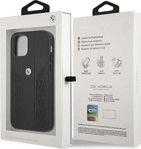 Mbështjellës BMW Curve Perforate për iPhone 12 mini, 5.4", i zi