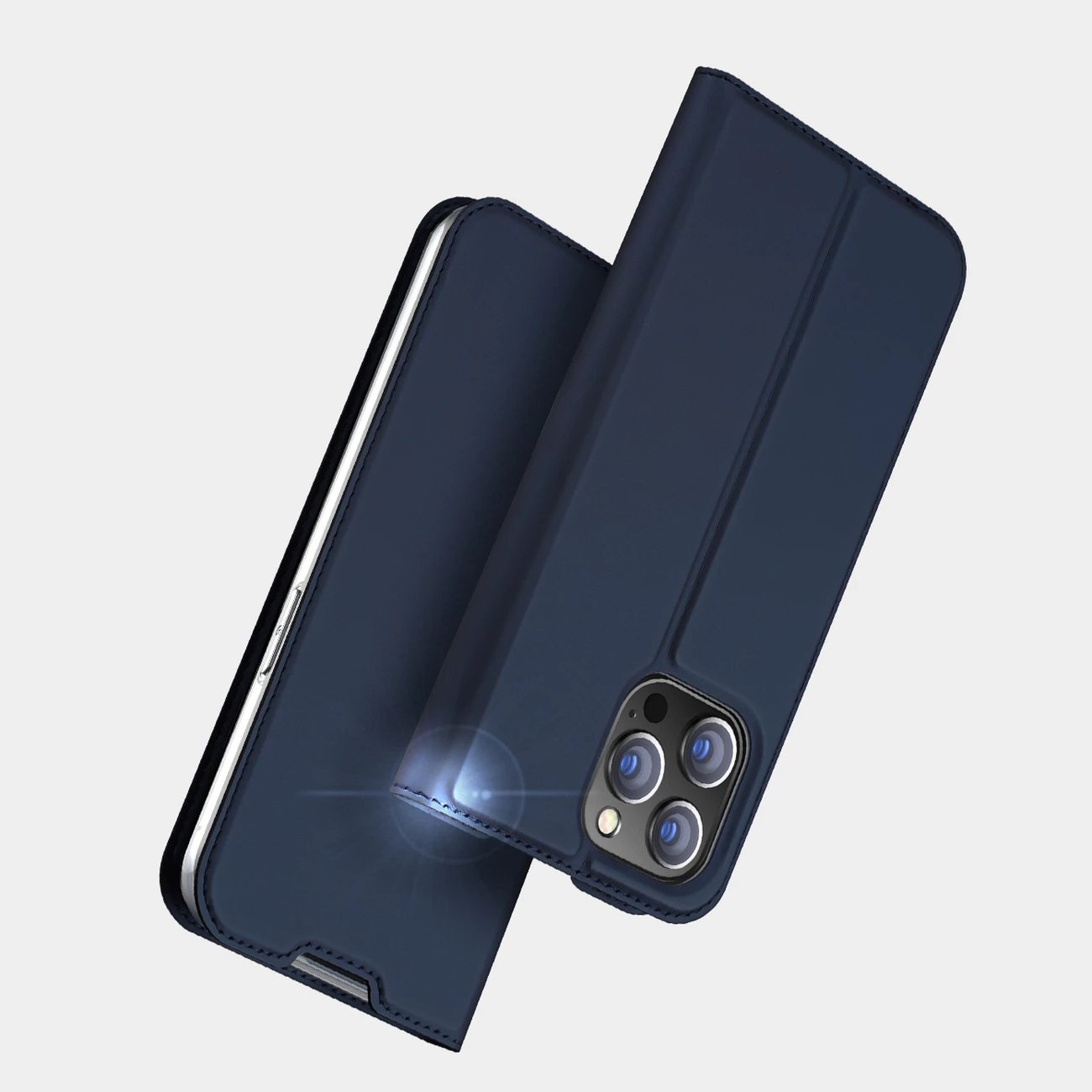 Mbështjellës Dux Ducis Skin Pro për iPhone 14 Pro Max, me kapak, xhep për kartela, ari