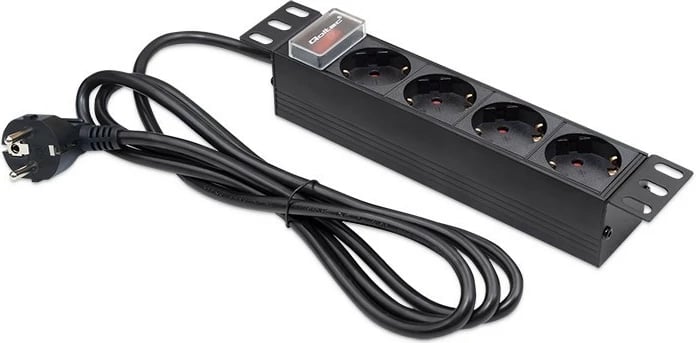 Listë elektrike PDU Qoltec 54603 për rack 10", 1U, 4xSchuko, 16A, 1.8m, e zezë