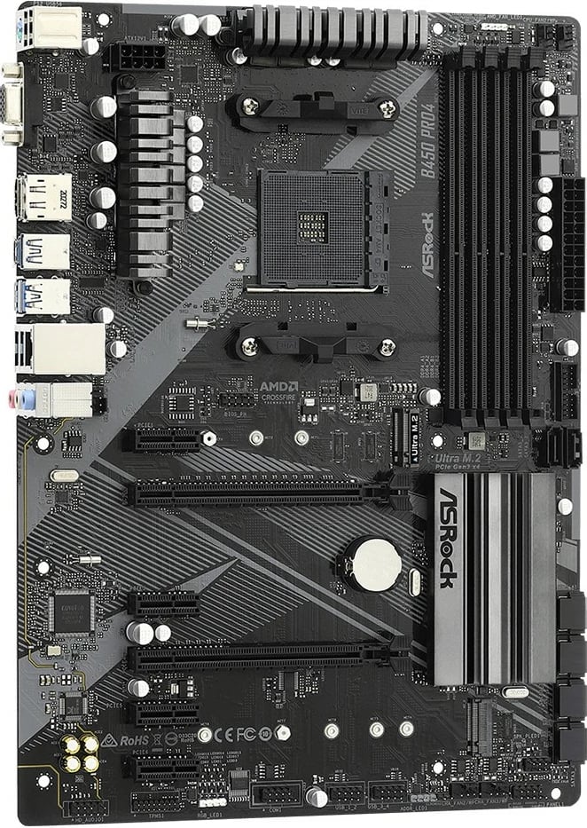 Pllakë amë ASRock B450 PRO4 R2.0, Socket AM4, ATX, 128GB DDR4, HDMI, DisplayPort, e zezë