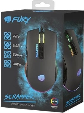 Maus FURY Scrapper Gaming, 6400 DPI, USB, I zi