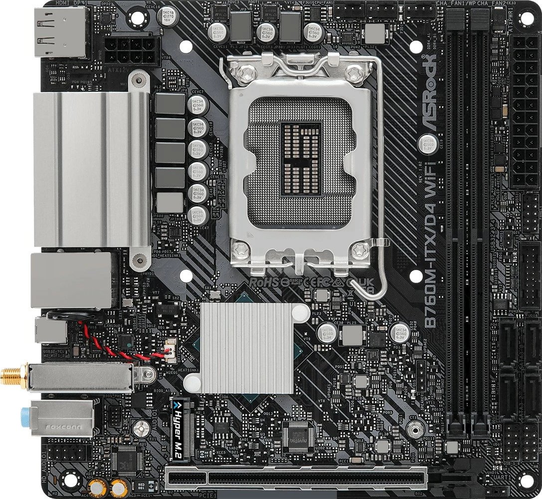 Pllakë amë ASRock B760M-ITX/D4 WIFI, mini ITX, LGA1700, DDR4, WiFi 6E, e zezë