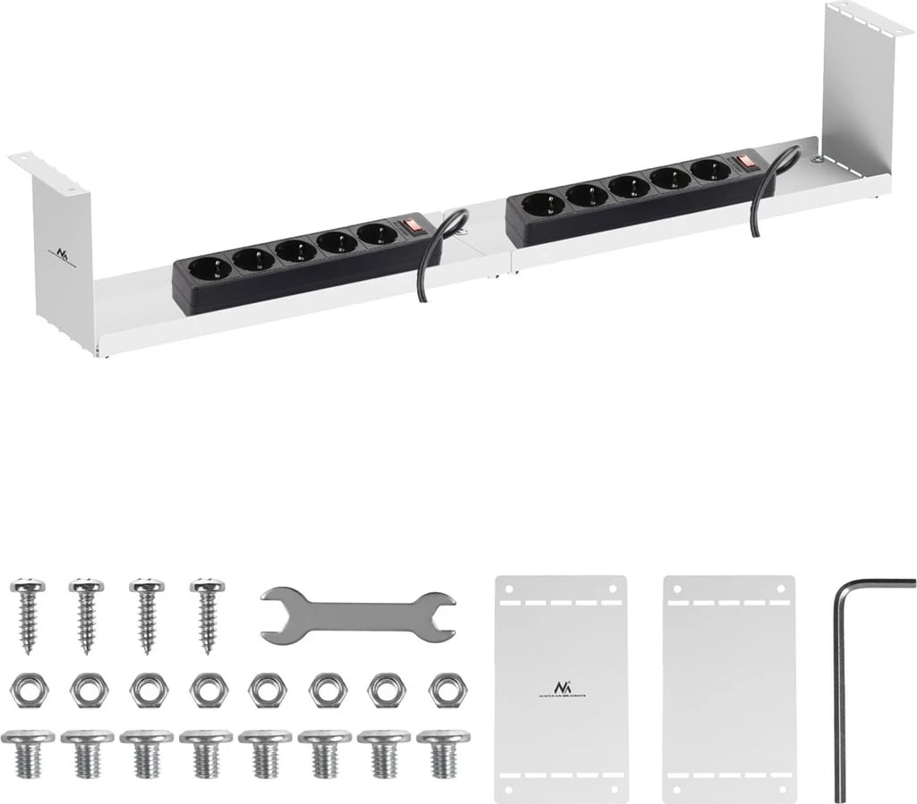 Organizues kabllosh nën tavolinë Maclean MC-107 W, çelik, i bardhë