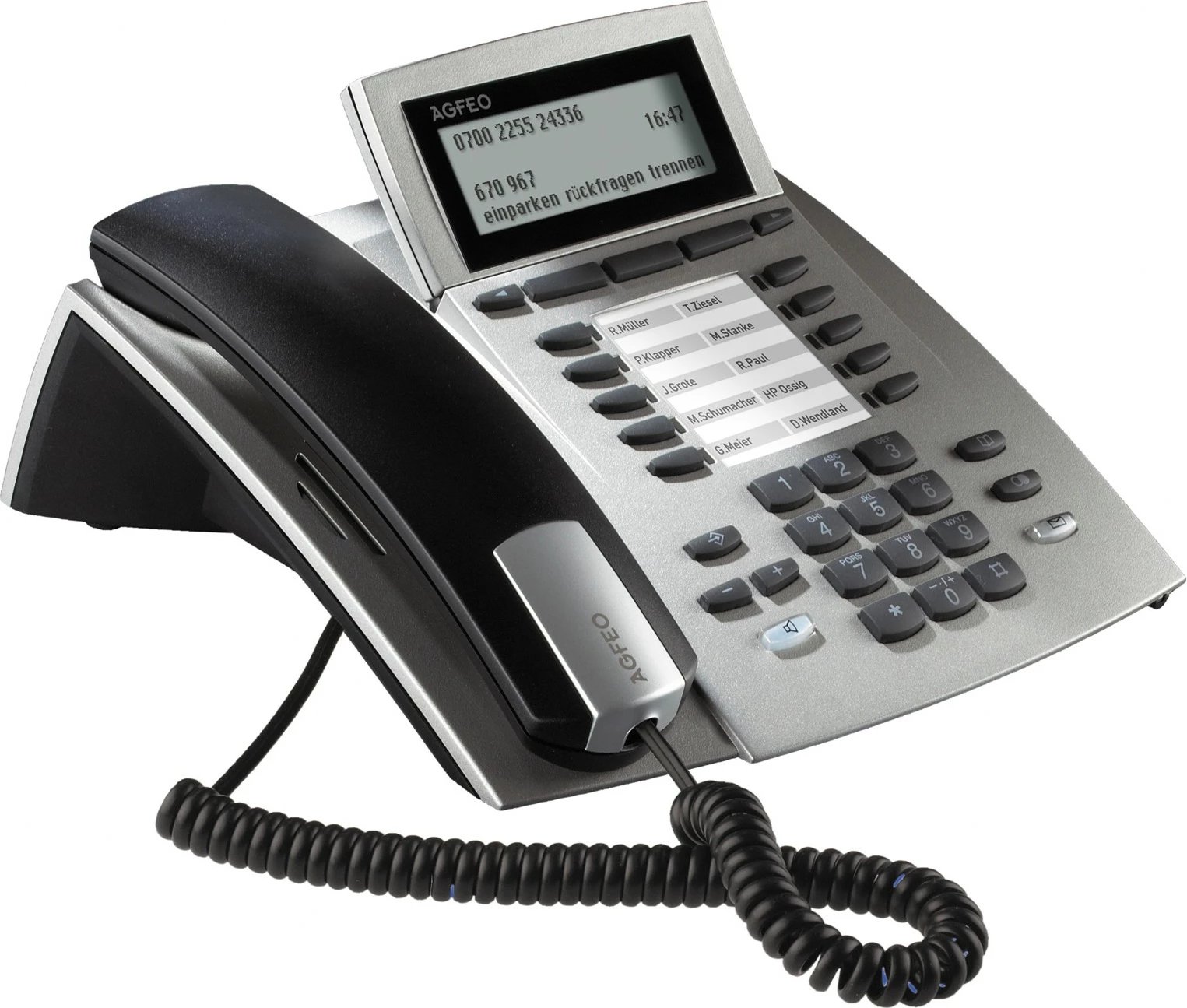Telefon IP AGFEO ST 42, Silver, Wired handset, Desk/Wall