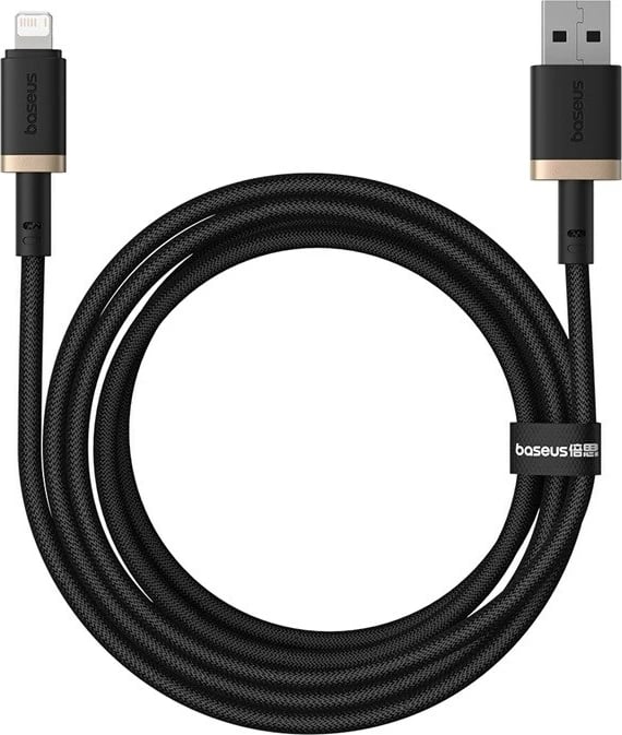 Kabllo karikimi Baseus Dura Type A në IP 2.4A, 2 m, E zezë, Ari
