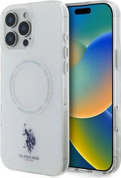 Mbështjellës U.S. Polo Assn. IML Ring MagSafe për iPhone 16 Pro Max, Bardhë