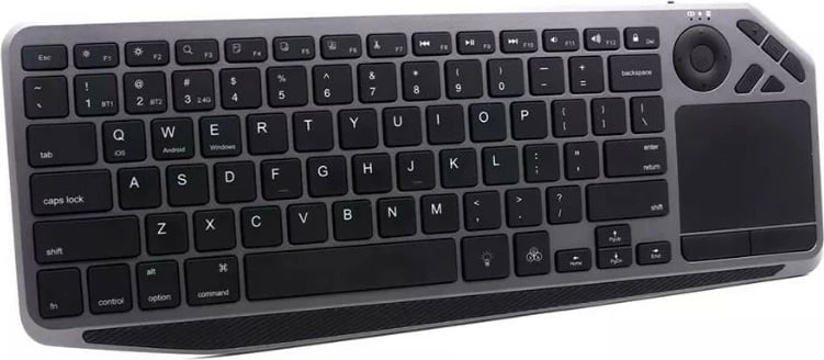 Tastierë wireless Techly 365375 me touchpad, Bluetooth/2.4GHz, LED, e zezë/gri
