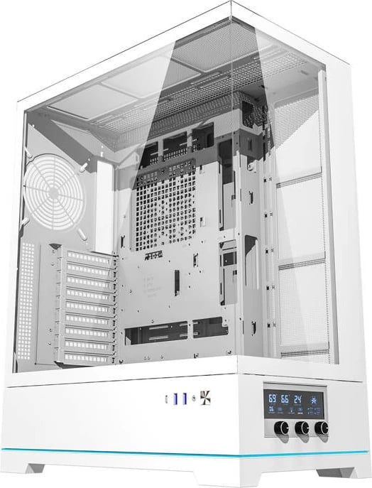 Kasë Darkflash DY451L, Big Tower, pa ventilatorë, ATX, xham i temperuar, e bardhë