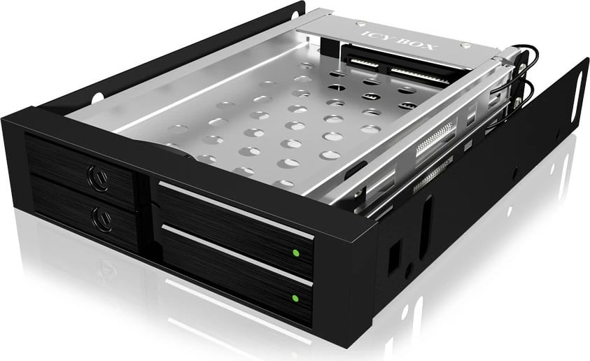 Kasë ICY BOX, Wechselrahmen 2xSATA 2.5" në 2xSATA Host, për 3.5" slot, e zezë