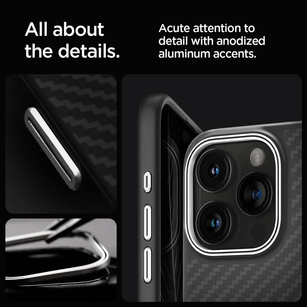 Mbështjellës Spigen Enzo Aramid Mag me MagSafe për iPhone 15 Pro Max, e zezë