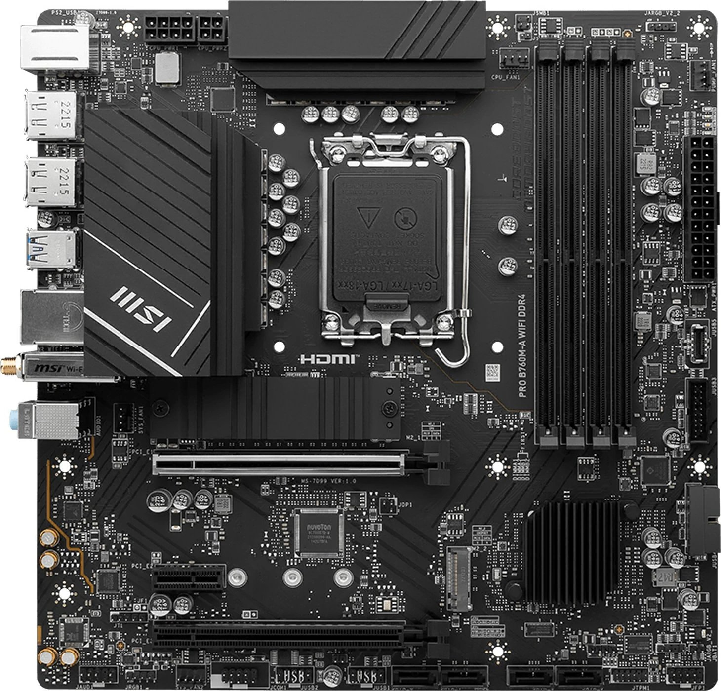 Pllakë amë MSI PRO B760M-A WIFI DDR4, micro ATX, Intel, e zezë
