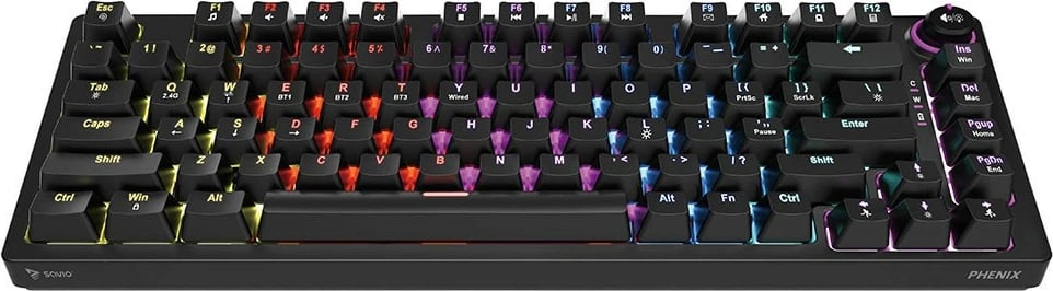Tastierë mekanike wireless Savio Phenix, Gateron Red Pro, 82 taste, RGB, e zezë