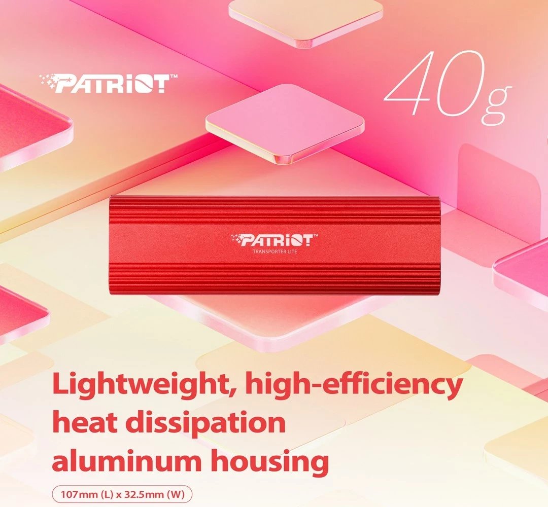 Disk i jashtëm Patriot Memory Transporter Lite 2 TB, USB Type-C 3.2 Gen 2, Kuq