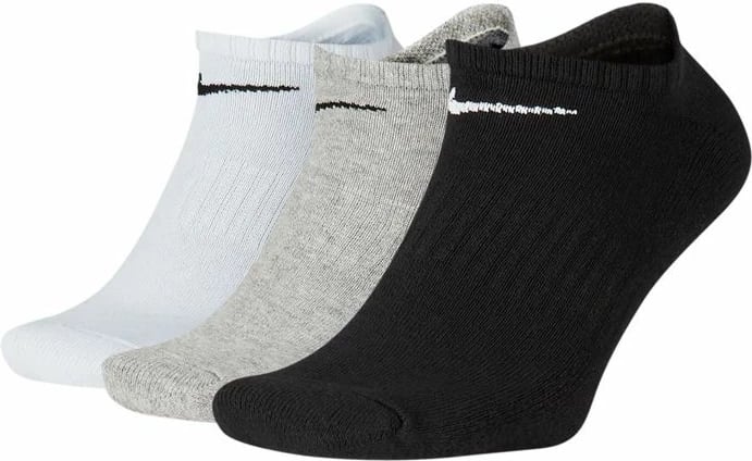 Çorape Nike për meshkuj, Everyday Cushion No Show 3Pak, të bardha/gri/të zeza