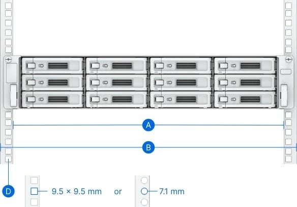 Komplet shina rack Synology RKS-02, për montim serveri, metalike