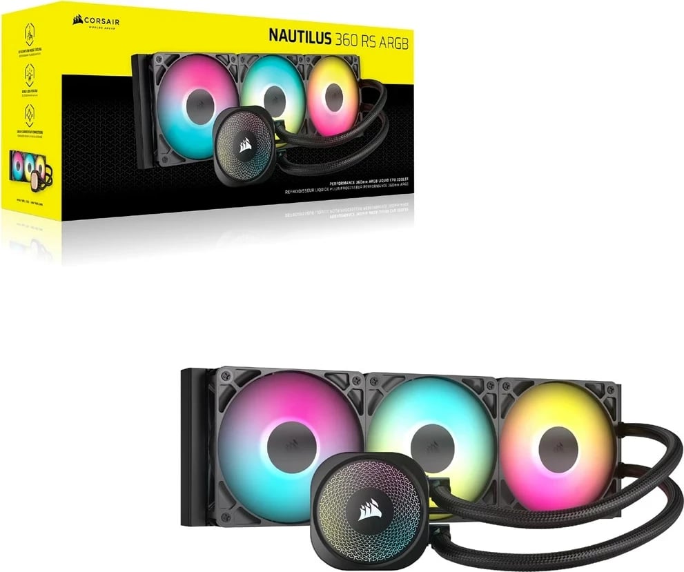 Ftohës ajri Corsair NAUTILUS 360 RS ARGB, për procesor, i zi