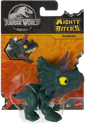 Figurë dinosauri Jurassic World Mattel Mighty Little Biters Triceratops, 7.5 cm, plastikë