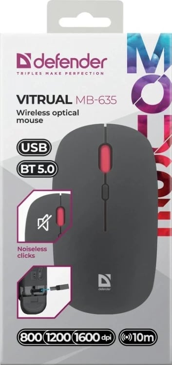 Maus Defender Vitrual MB-635 RF+BT, 1600dpi, i zi