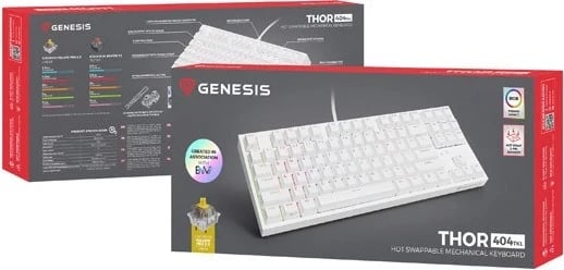 Tastierë mekanike Genesis Thor 404 TKL, e bardhë me RGB