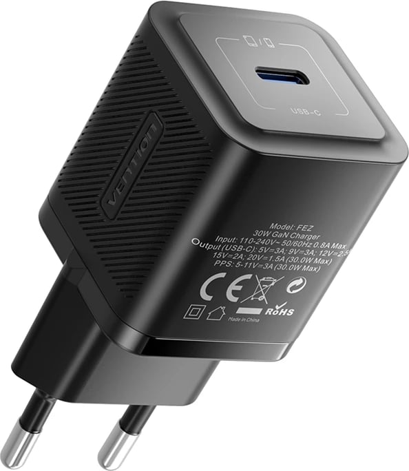 Karikues rrjeti Vention FEZW0-EU, 30W, GaN, USB-C, i zi